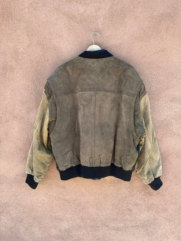 Black Leather & Suede Bomber Jacket - as is, needs cleaning