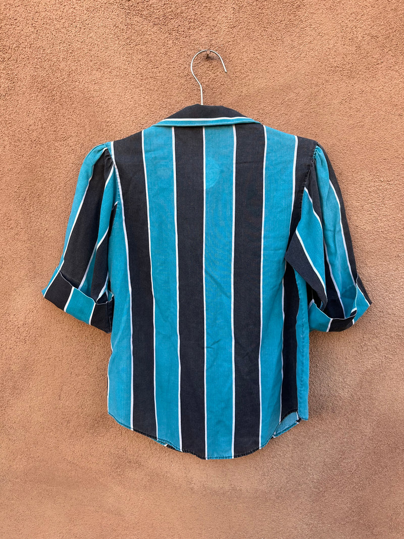 Blue & Black Striped Blouse by Picasso - 1960's
