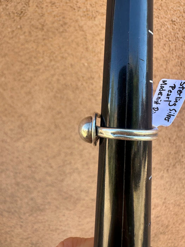 Sterling Silver Pearl Modernist Ring