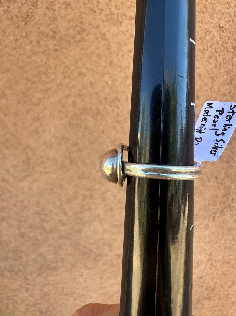 Sterling Silver Pearl Modernist Ring