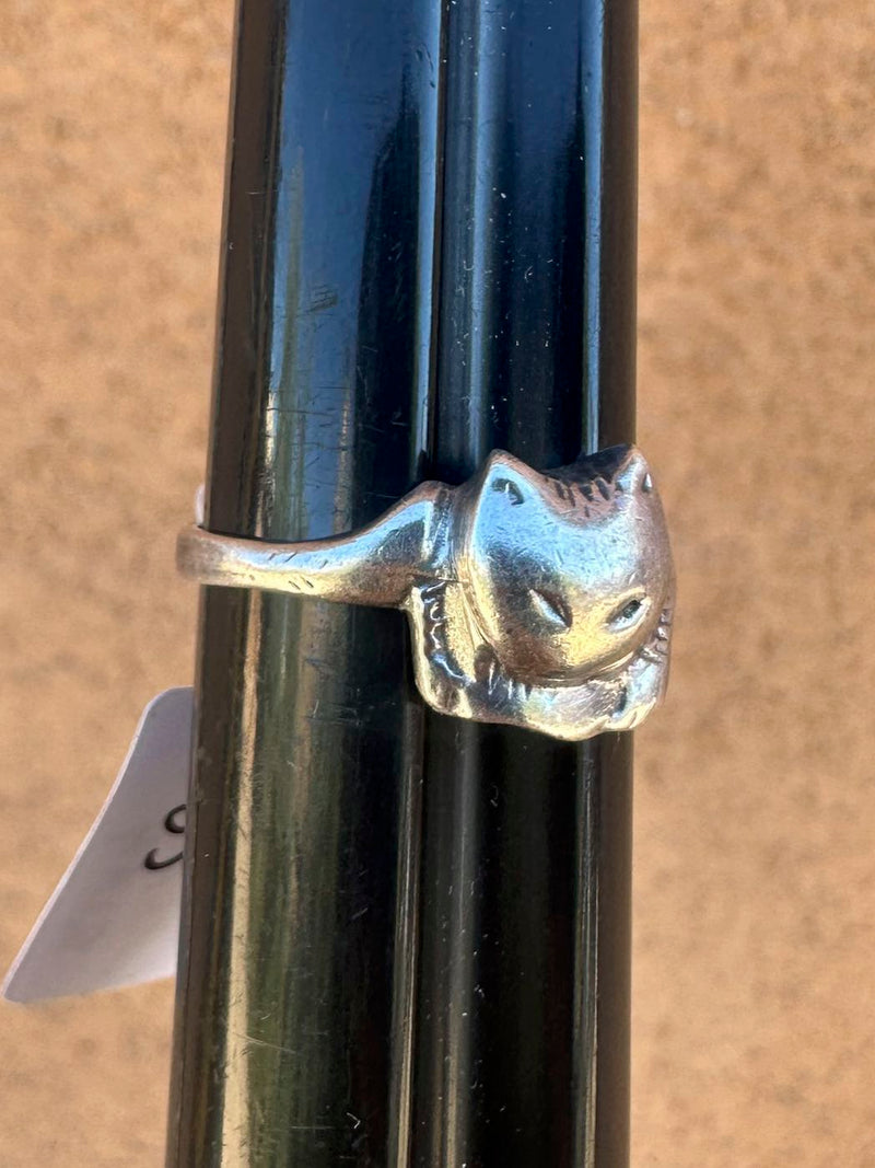 Sterling Silver Cute Kitten Ring