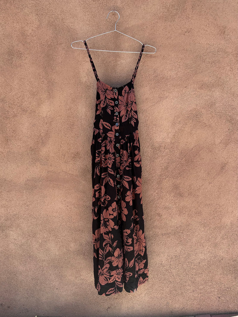 Vintage Black & Brown Floral Dress by Free People – DESERT MOSS VINTAGE Vintage Black & Brown Floral Dress by Free People – DESERT MOSS VINTAGE