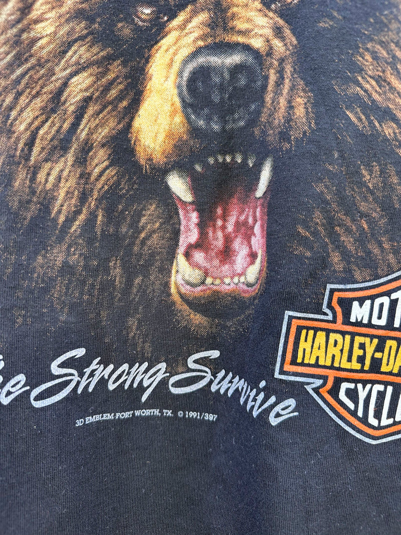 The Strong Survive 3D Emblem Harley Davidson T-shirt, L.A. California, American Biker