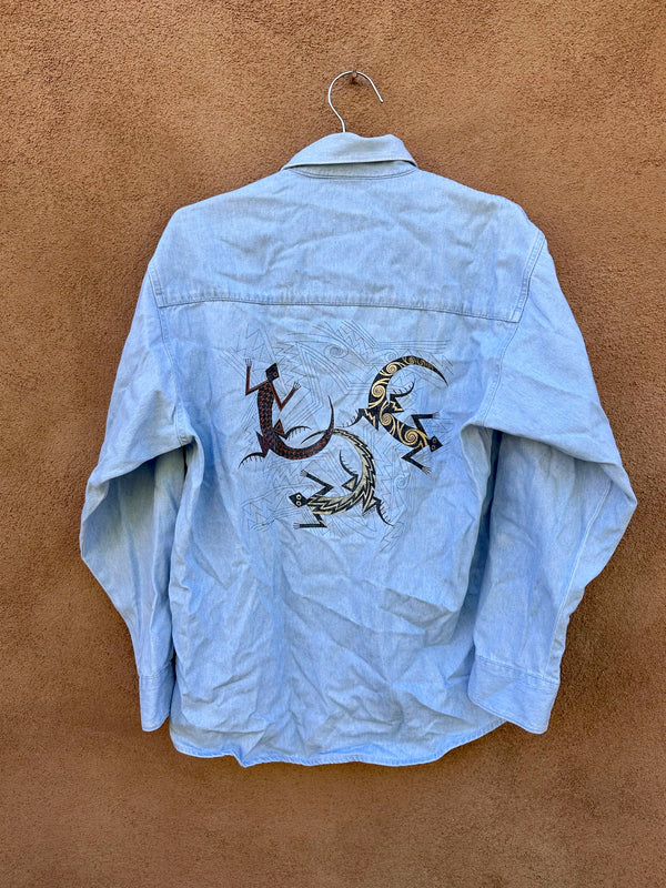 Southwestern Lizard Denim Shirt