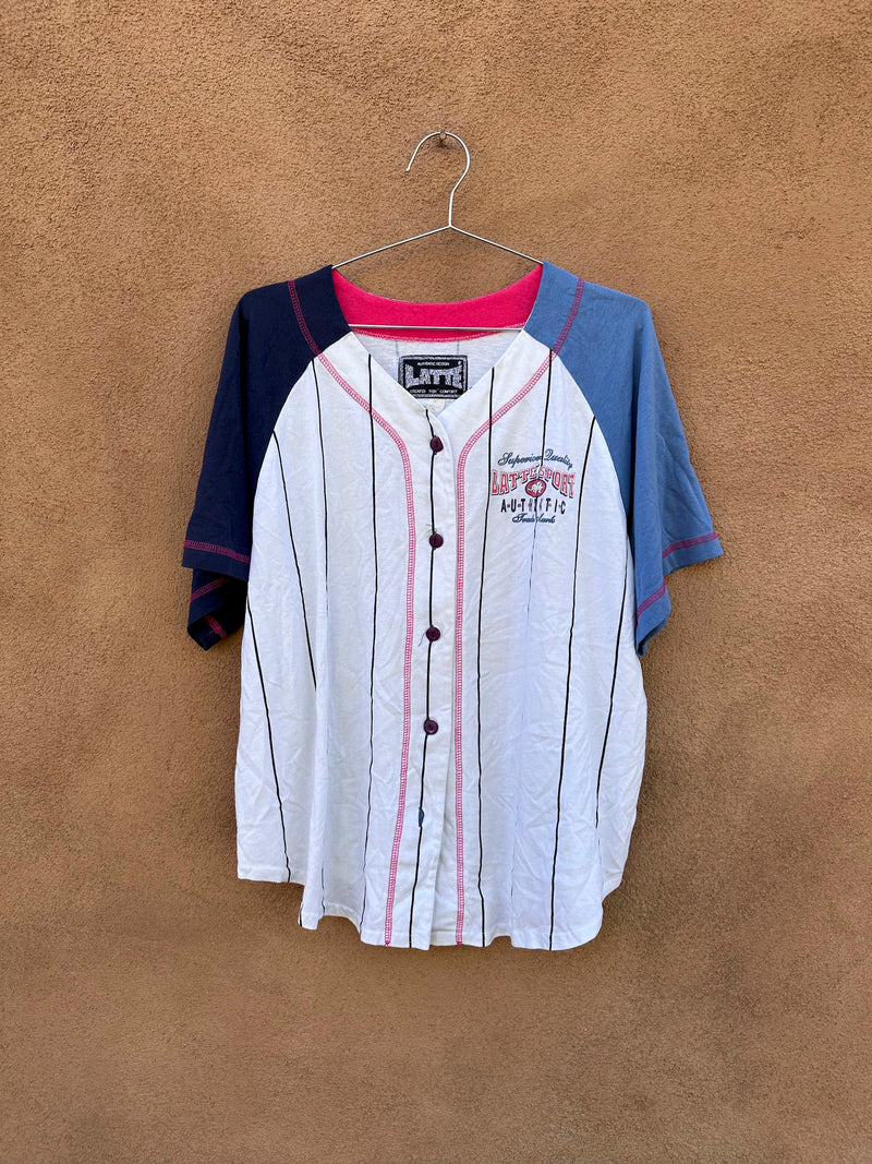 Latte Sport Pinstripe Baseball Style Top