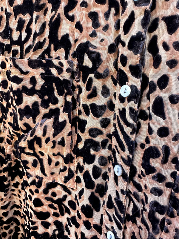 Sheer Velour Jaguar Print Blouse