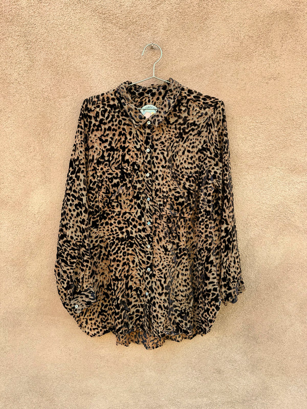 Sheer Velour Jaguar Print Blouse