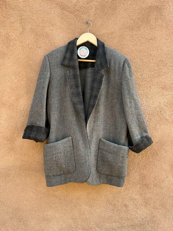 Tweed Wool Blazer with Check Tweed Detail