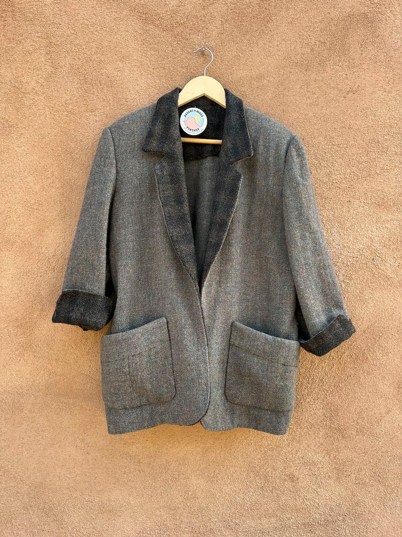 Tweed Wool Blazer with Check Tweed Detail