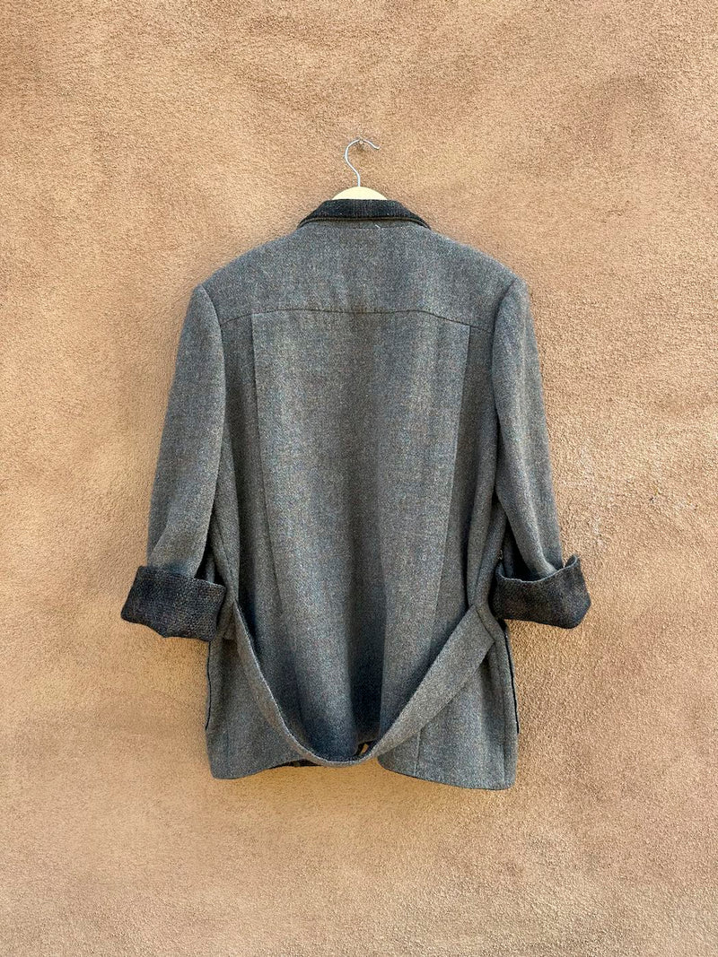 Tweed Wool Blazer with Check Tweed Detail