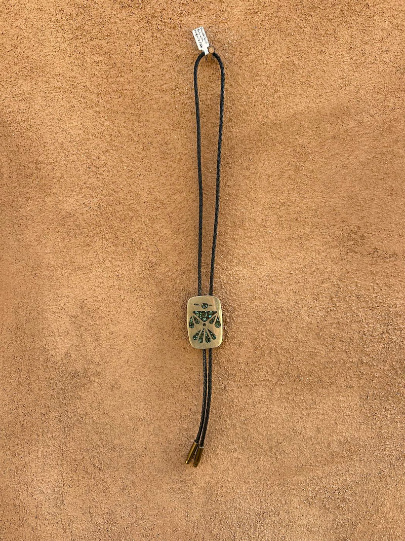 Thunderbird Bolo Tie with Turquoise Flake