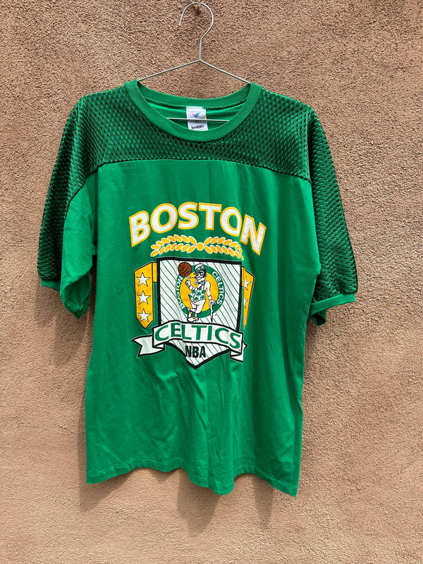 80's Boston Celtics Tee w/ Mesh Shoulders/Yoke