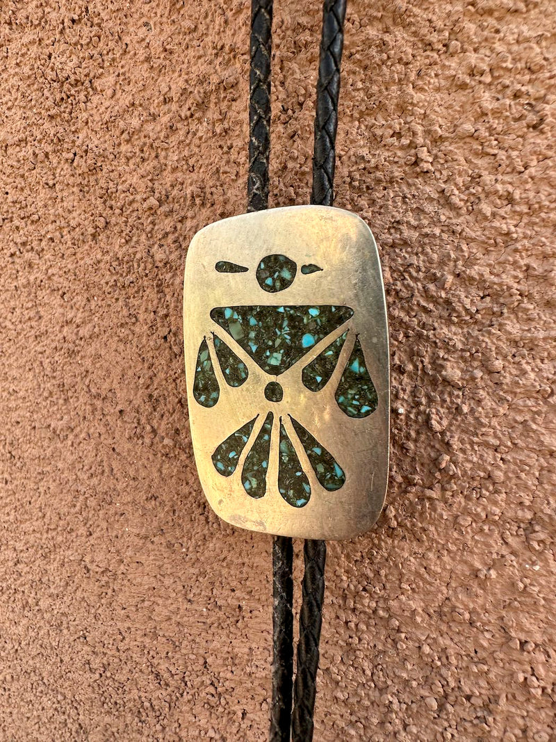 Thunderbird Bolo Tie with Turquoise Flake