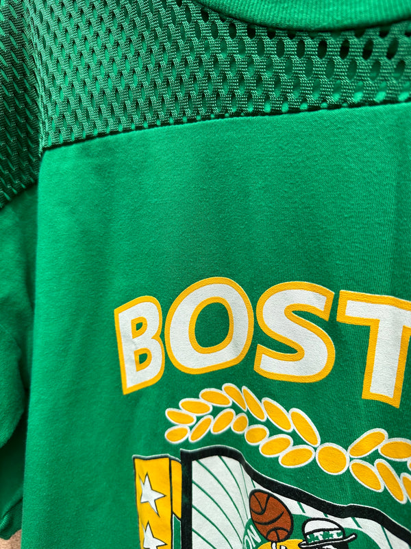 80's Boston Celtics Tee w/ Mesh Shoulders/Yoke