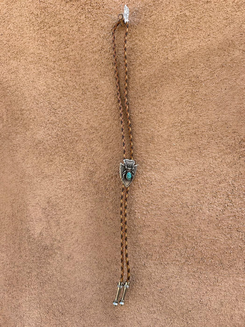 1970's Hopi Bolo Tie with Spider, Arrow Head and Turquoise