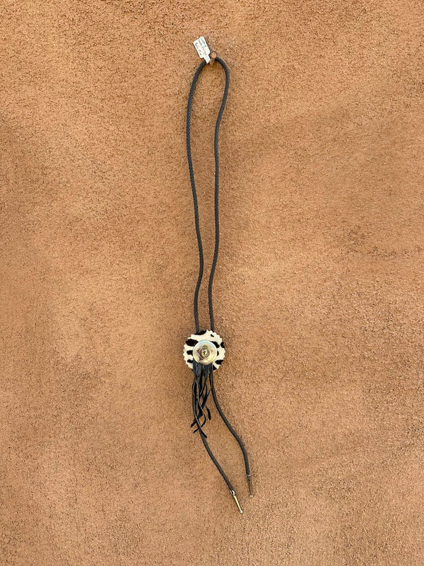Cow Print Concho Fringe Bolo Tie