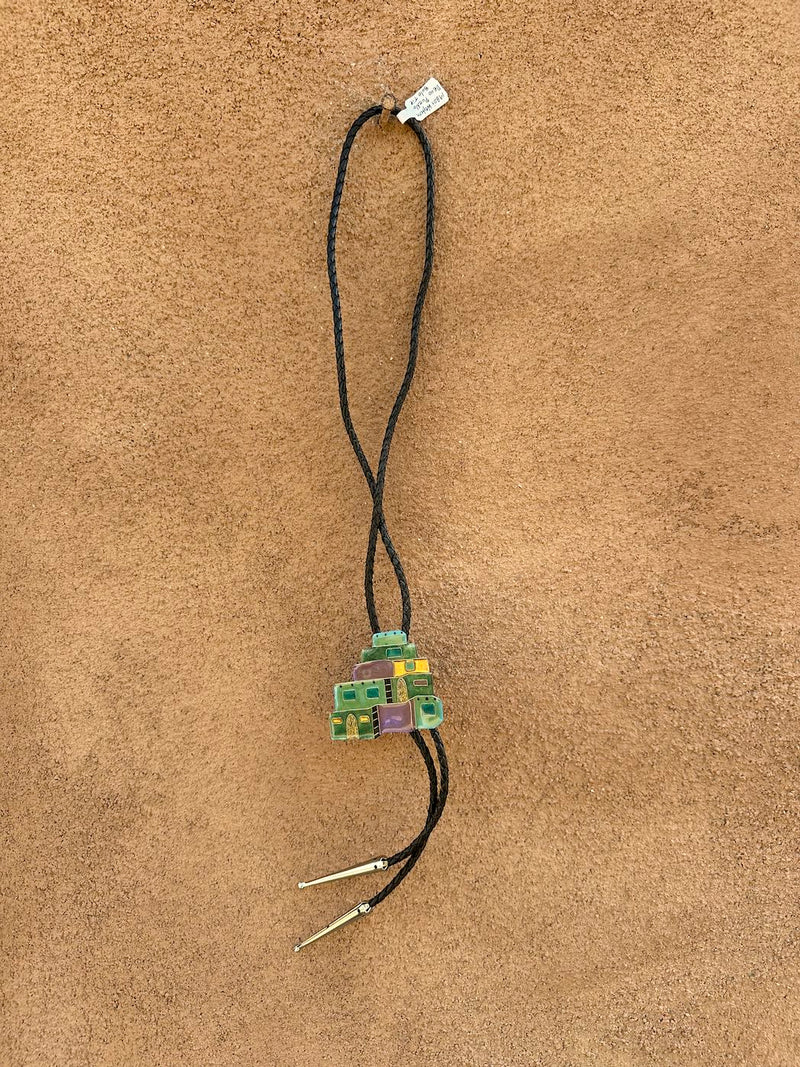 1980's Western Deco Pueblo Bolo Tie
