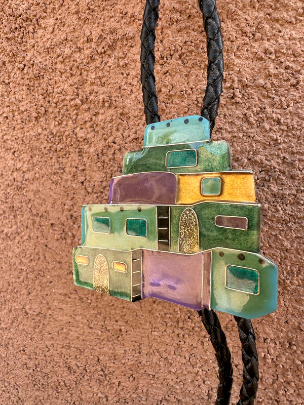 1980's Western Deco Pueblo Bolo Tie