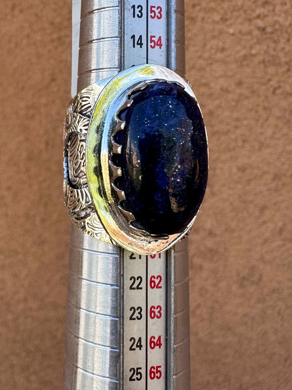 Flecked Lapis Sterling Silver Moon Ring