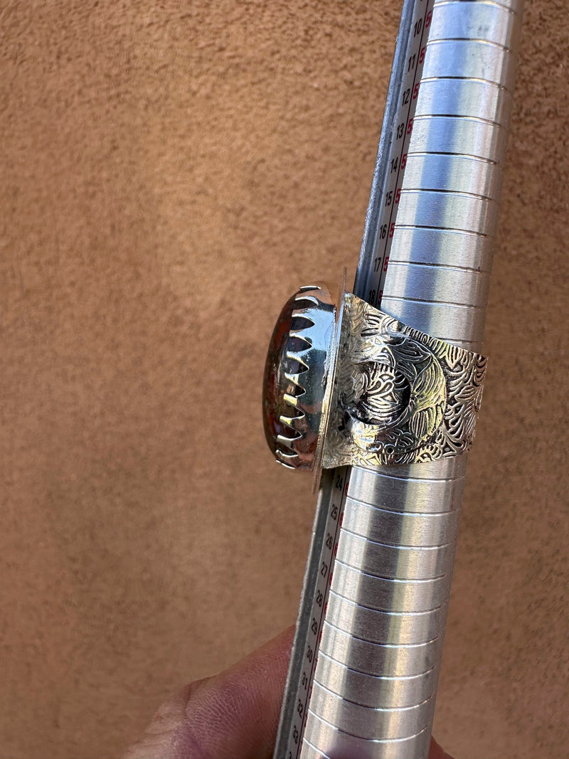 Bloodstone Crescent Moon Sterling Silver Ring