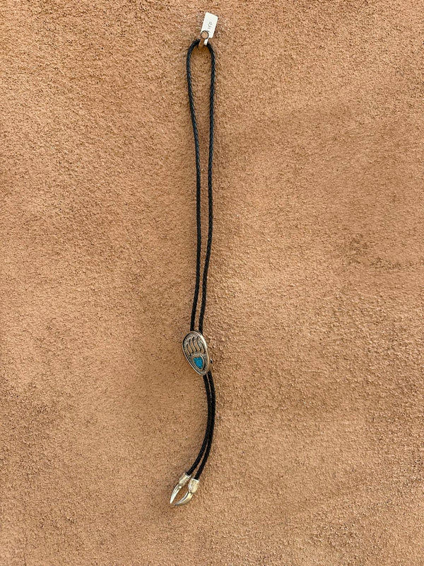 Bear Claw Bolo Tie with Turquoise Flake