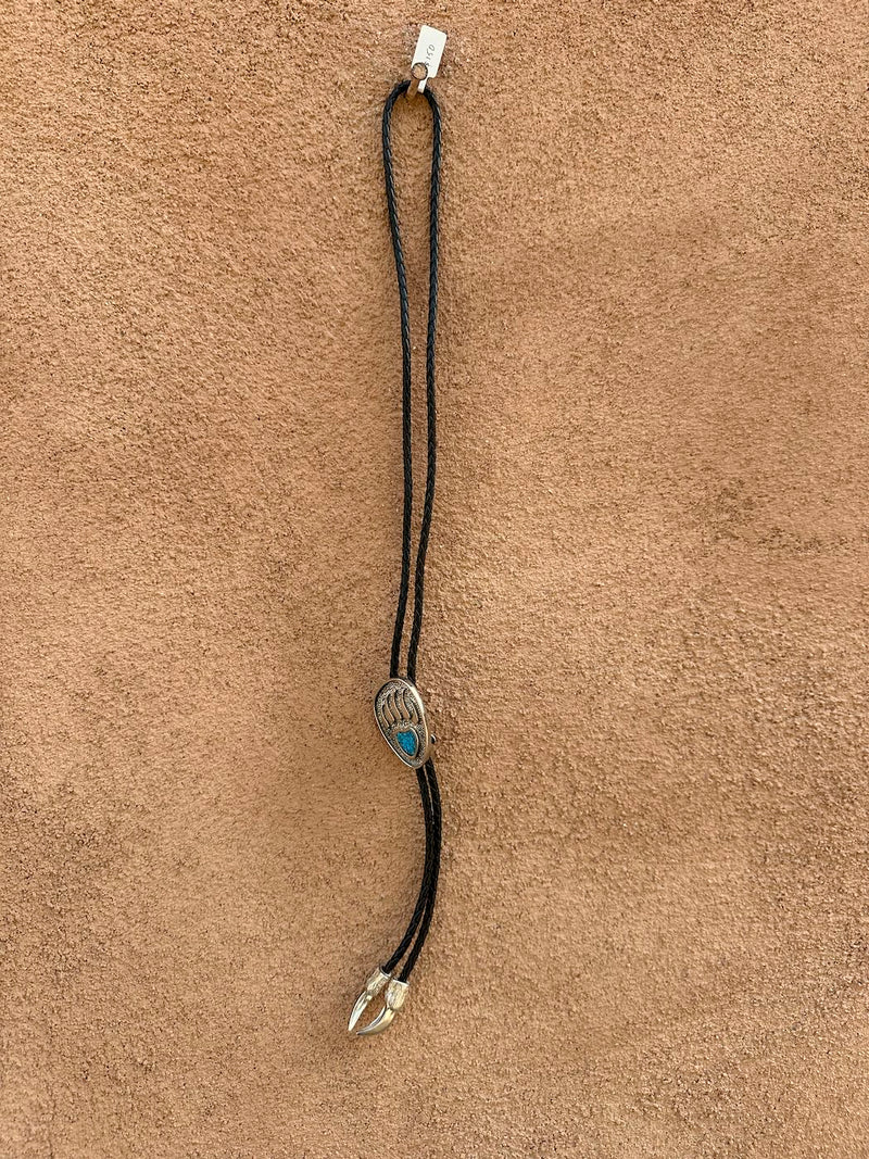 Bear Claw Bolo Tie with Turquoise Flake