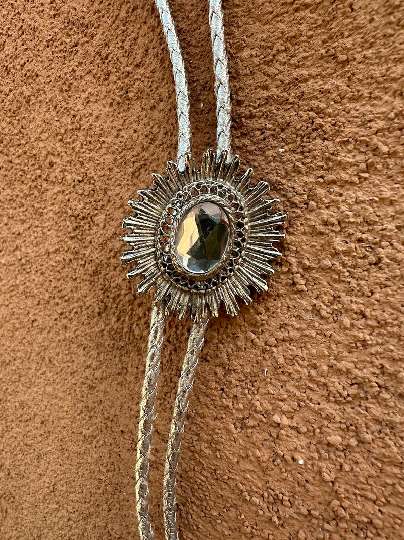 Silver Burst with Rhinestone Bolo Tie