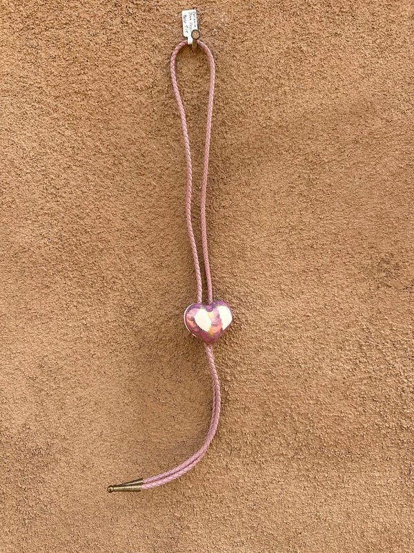 Ceramic Pink Heart Bolo Tie