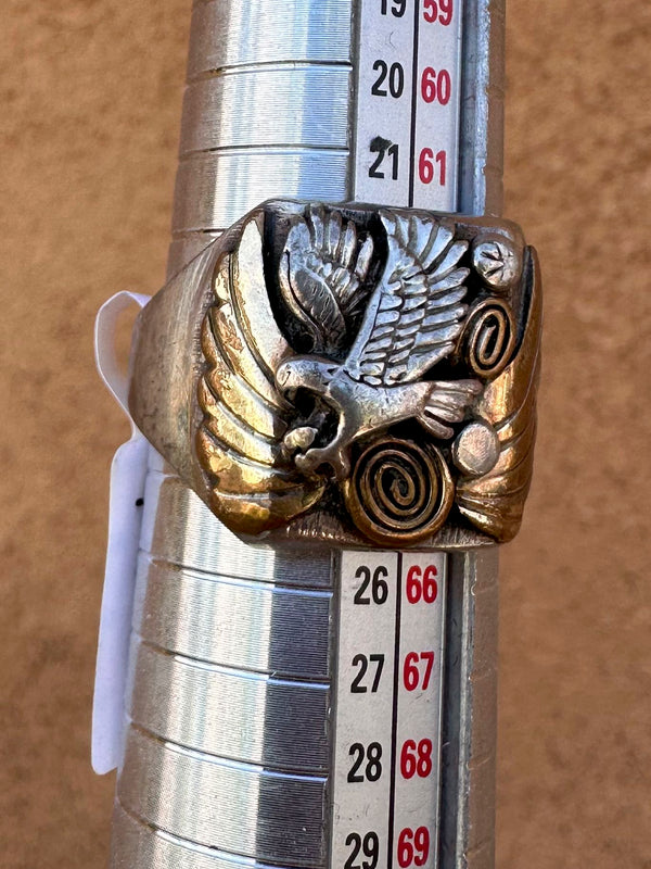 Sterling Silver Eagle Ring with Brass