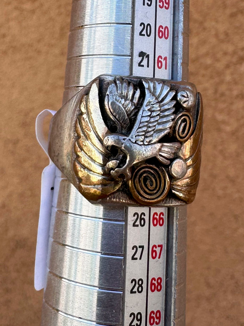 Sterling Silver Eagle Ring with Brass
