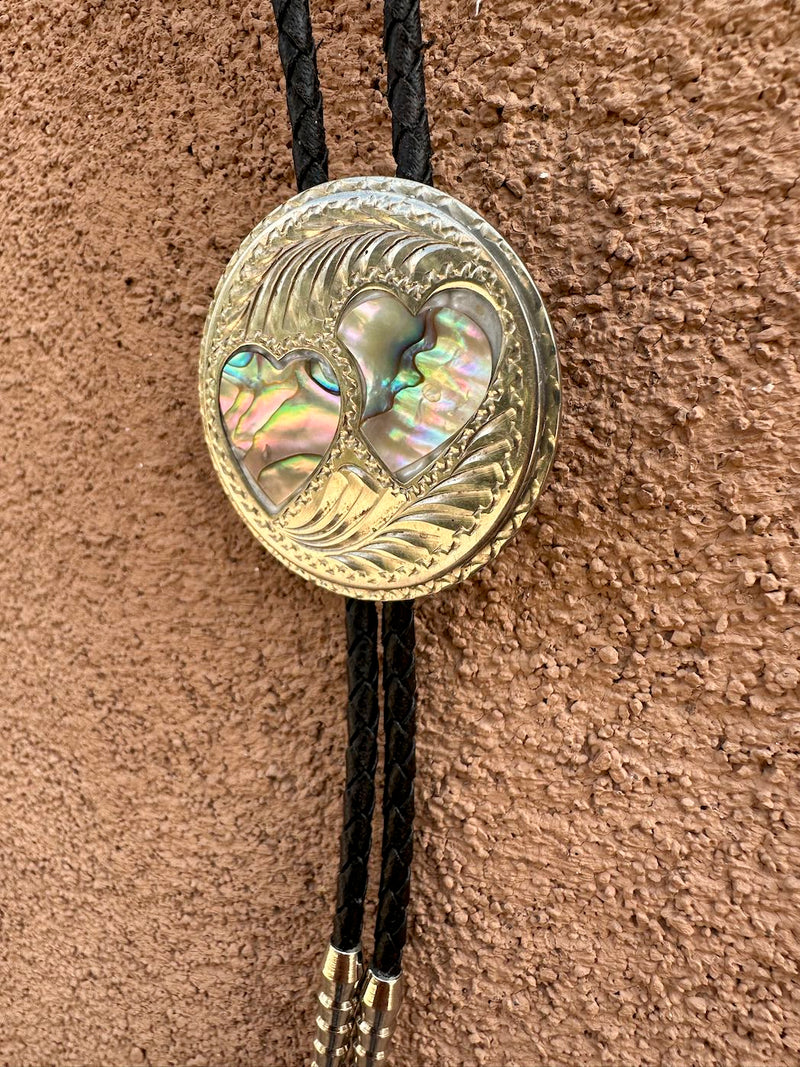 Mother of Pearl Matching Hearts Bolo Tie
