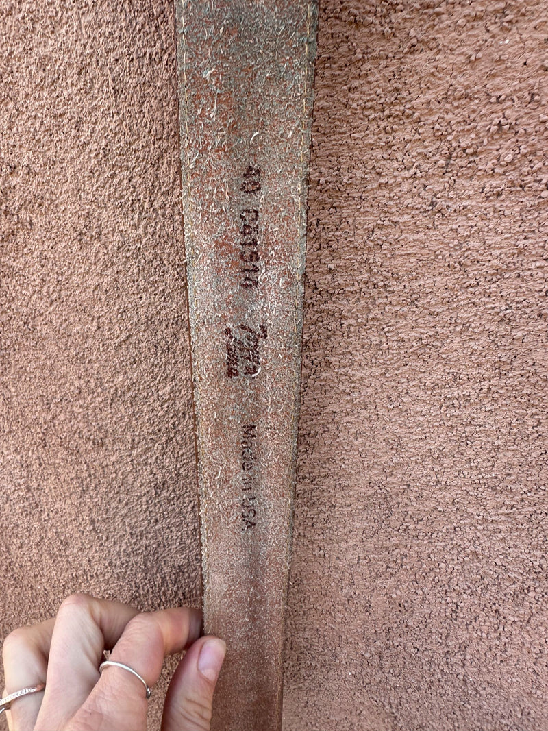 Tooled Leather Tony Lama Western Belt, 40, Made in USA