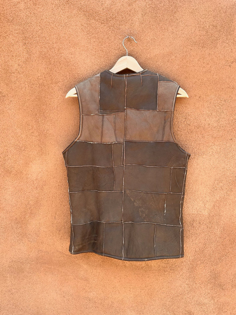 Shearling Lined Patchwork Vest with Metal Clasps