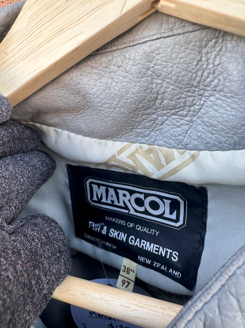 1980's Gray leather Bomber by Marcol - Soft - as is (zipper)
