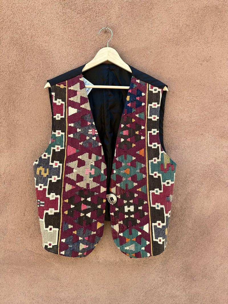 Kilim Vest with Concho Clasp