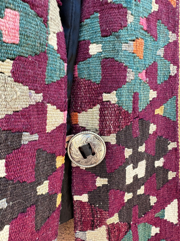 Kilim Vest with Concho Clasp
