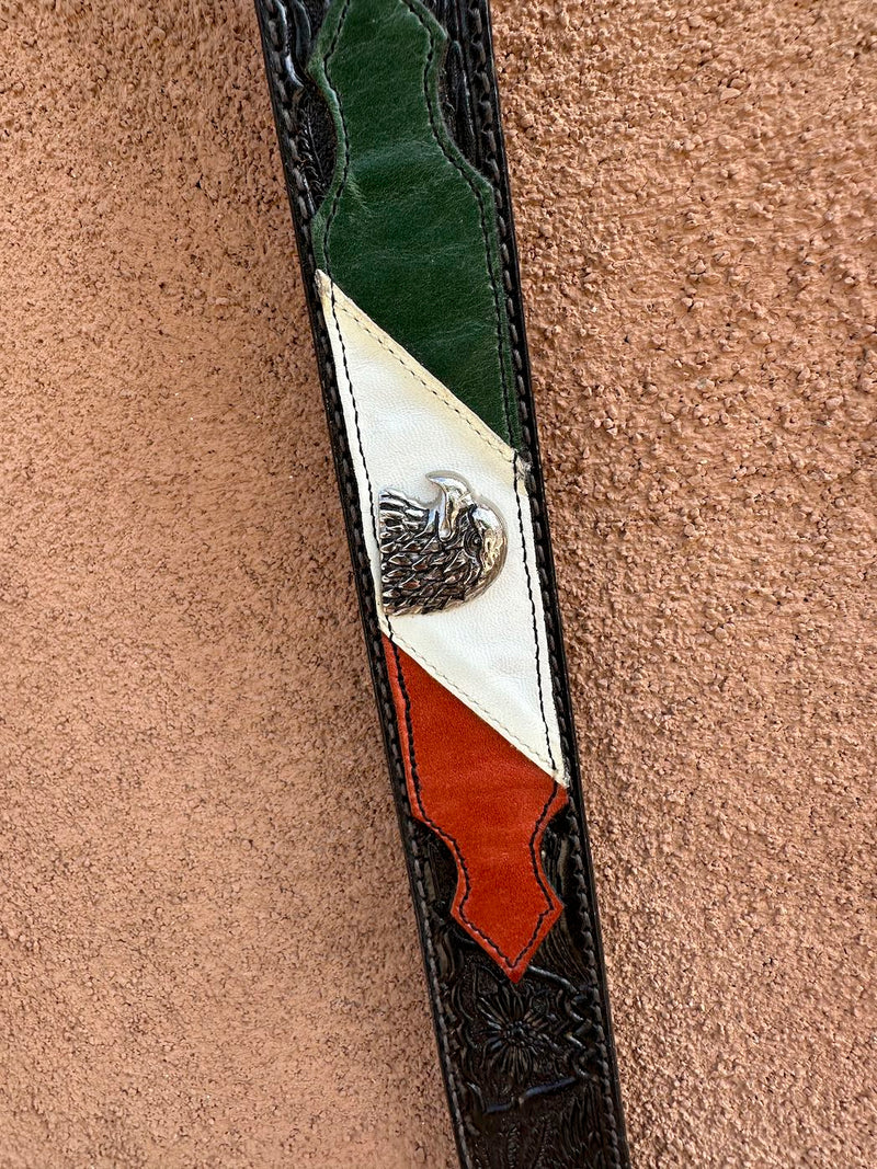 Mexican Themed Black Tooled Lather Belt by Nocona