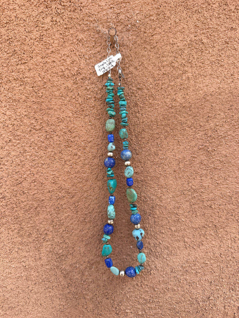 Angela Lee Turquoise, Lapis and Sterling Silver Necklace