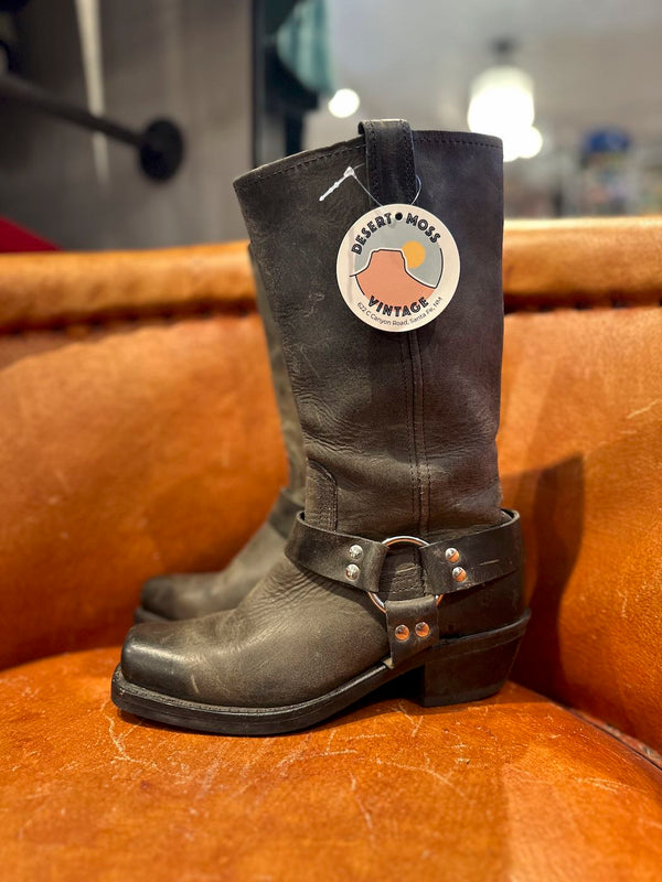Loved & Faded Black Frye Harness Boots, 6.5M, Made in USA