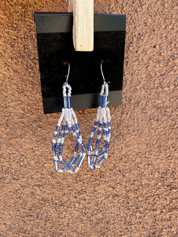Layered Blue/Silver Beads Earrings