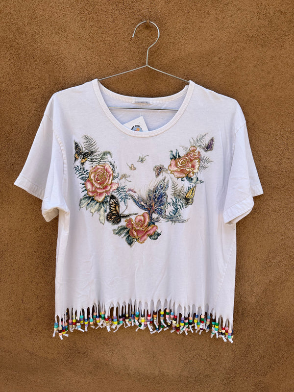 Glitter Paint Butterfly Tee with Fringe