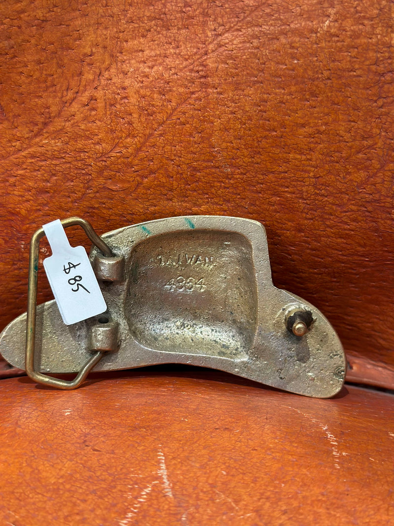 Brass Cowboy Hat Belt Buckle