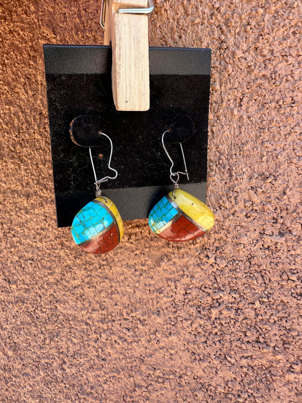 Santo Domingo Shell Inlay Sterling Silver Earrings