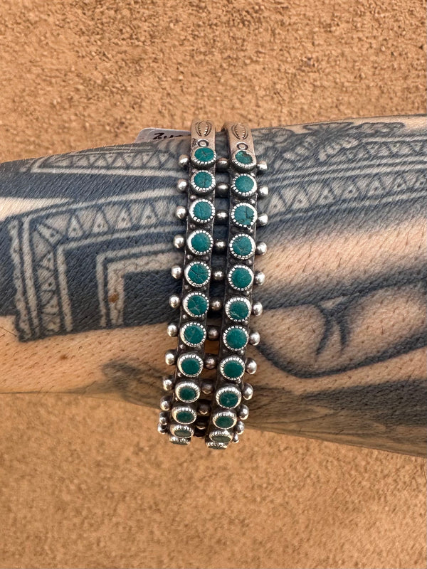 Zuni 2-Row Turquoise and Sterling Silver Cuff