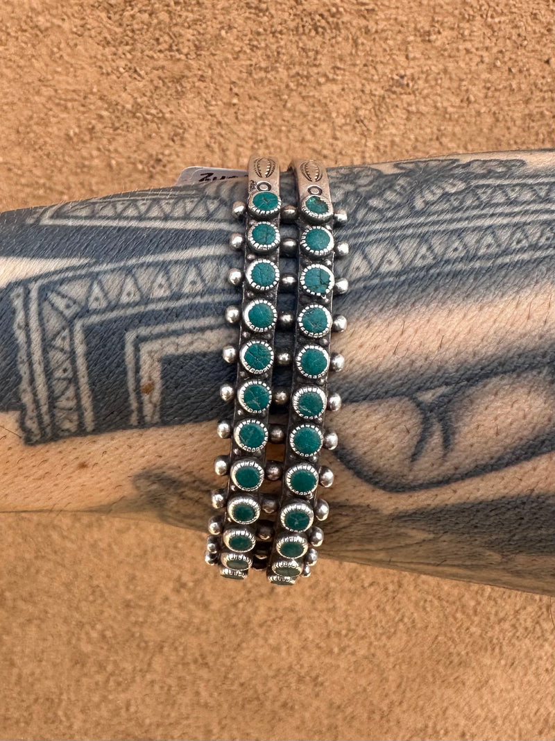 Zuni 2-Row Turquoise and Sterling Silver Cuff (on hold)