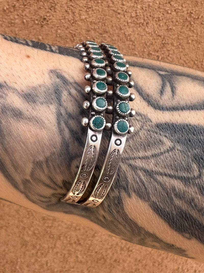 Zuni 2-Row Turquoise and Sterling Silver Cuff