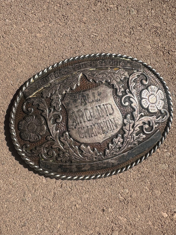 Silver "All Around Champion" Rodeo Belt Buckle