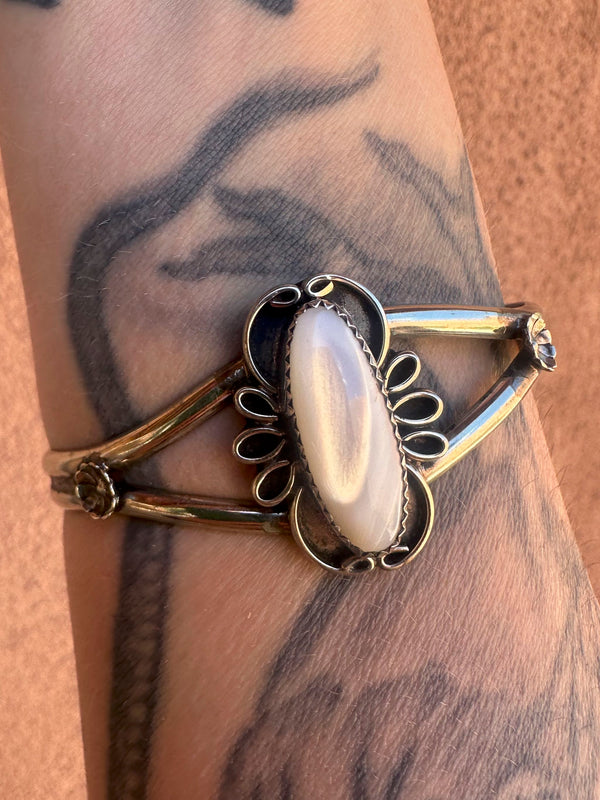 Mother of Pearl Diné Sterling Silver Cuff