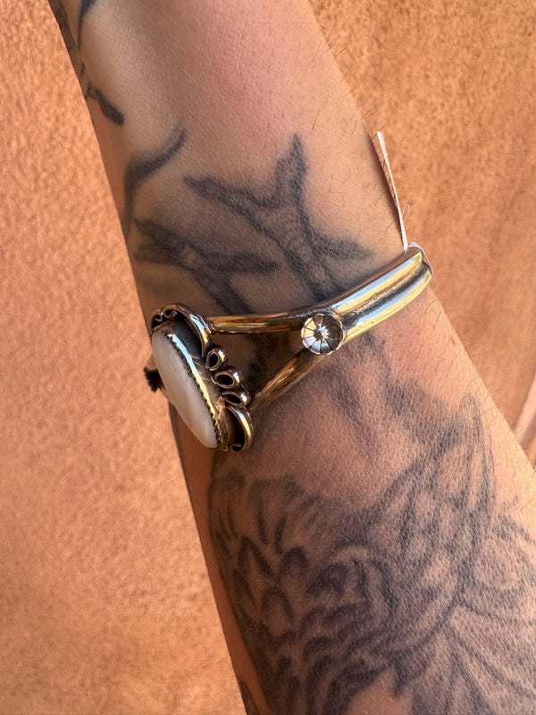 Mother of Pearl Diné Sterling Silver Cuff