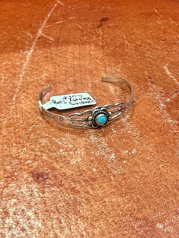 Sleeping Beauty Turquoise and Sterling Silver Child's Cuff
